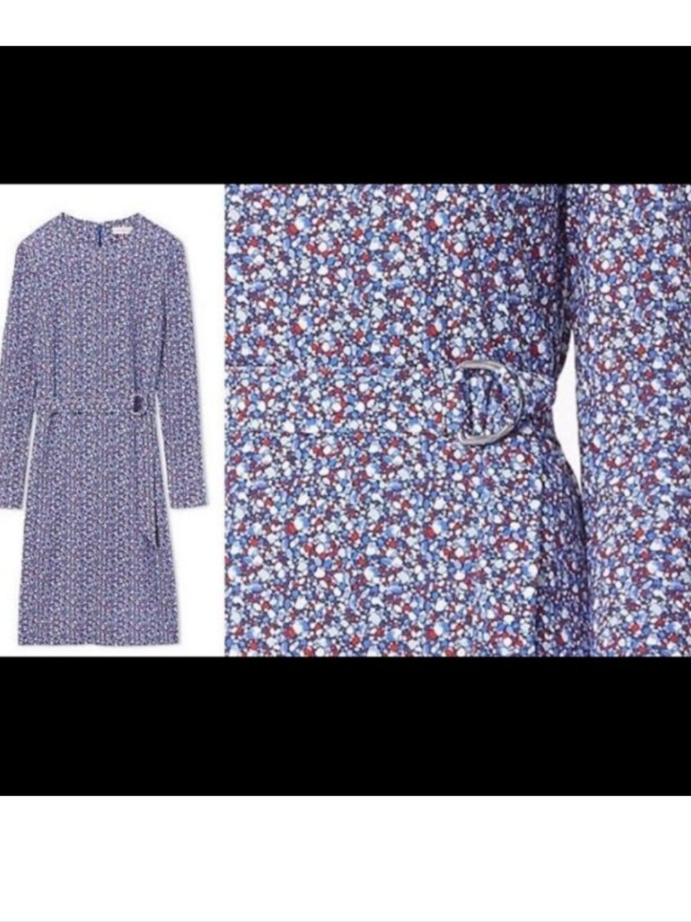 Tory Burch Chrissy Dress Hudson Blue Print Long Sleeves XL